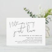 ミニマルなブラックスクリプトの結婚式 秘密の誓いパーティー 招待状 (スタンド正面)