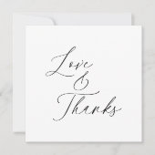 ミニマルなブラックスクリプト感謝していラヴ結婚の写真 サンキューカード (正面)