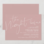 ミニマルなブラックスクリプト結婚のリハーサルディナー 招待状 (正面/裏面)