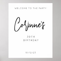 ミニマルなブラックスクリプト30th Birthday Welcome