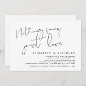 ミニマルなブラックスクリプト、結婚式の秘密の誓いパーティー 招待状 (正面/裏面)