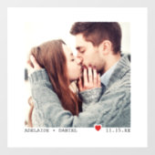 ミニマルなブラックタイピング、赤いハート結婚の写真 ウィンドウサイン (シート)