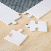 ミニマルなブラックタイポグラフィと赤いハート写真 ジグソーパズル (側面)