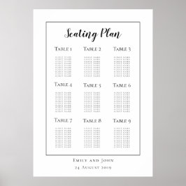 ミニマルなブラックタイポグラフィ縁ど/シーティングプラン ポスター