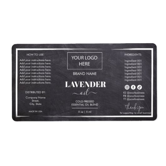 ミニマルなブラックドロッパーボトル製品ラベルロゴ ラベル (正面)