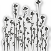 ミニマルなブラックドードルフローラ シール (正面)