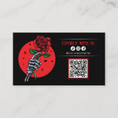 ミニマルなブラックバラTattooArtist私たちと接続 名刺 (正面)