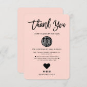 ミニマルなブラックピンクロゴお客様ありがとうございます サンキューカード (正面/裏面)
