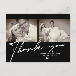 ミニマルなブラックフレーム2写真結婚の皆様へ ポストカード