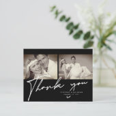 ミニマルなブラックフレーム2写真結婚の皆様へ ポストカード (スタンド正面)