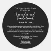 ミニマルなブラック化粧品の瓶ラベルw成分 ラウンドシール (正面)