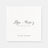 ミニマルなブラック手錠パーソナライズ結婚ズ スタンダードカクテルナプキン (正面)