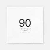 ミニマルなブラック文字名90thバースデーパーティー スタンダードカクテルナプキン (正面)