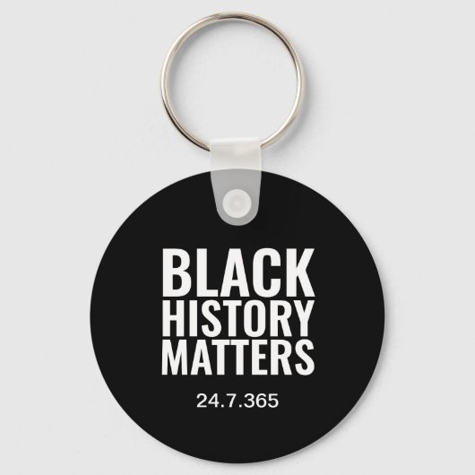 ミニマルなブラック歴史問題24 7 365 BHM キーホルダー (正面)