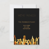 ミニマルなブラック金ゴールドの街スカイライン移動 案内状 (正面)