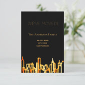 ミニマルなブラック金ゴールドの街スカイライン移動 案内状 (スタンド正面)