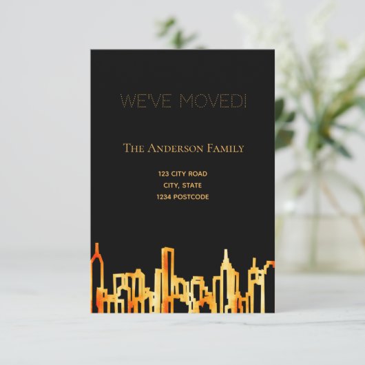 ミニマルなブラック金ゴールドの街スカイライン移動 案内状 (スタンド正面)