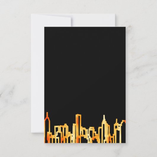 ミニマルなブラック金ゴールドの街スカイライン移動 案内状 (裏面)