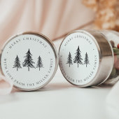 ミニマルなブラック＆ホワイトのクリスマスツリー ラウンドシール