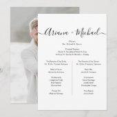 ミニマルなブラック&ホワイトのシンプルな結婚式の仲人写真 招待状 (正面/裏面)