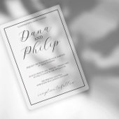 ミニマルなブラック＆ホワイトのスクリプトウェディング 招待状