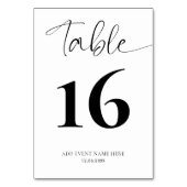 ミニマルなブラック&ホワイトのスクリプトテーブルナンバー テーブルナンバー (正面)