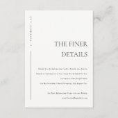 ミニマルなブラック＆ホワイトのタイポグラフィー ウェディング 詳細 エンクロージャーカード (正面)