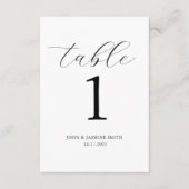 ミニマルなブラック&ホワイトのテーブルナンバーサイン エンクロージャーカード (正面)