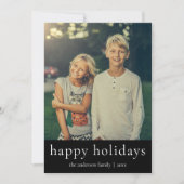 ミニマルなブラック＆ホワイトのハッピーホリデーズ クール シーズンカード (正面)