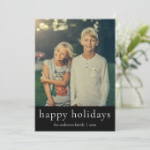 ミニマルなブラック＆ホワイトのハッピーホリデーズ クール シーズンカード (スタンド正面)
