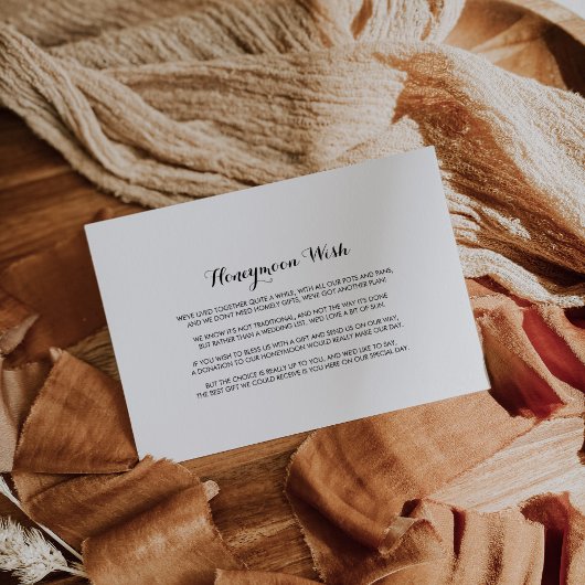 ミニマルなブラック＆ホワイトのハネムーンウィッシュ エンクロージャーカード