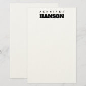 ミニマルなブラック＆ホワイトのプロフェッショナルなモダン名刺 便箋 (正面/裏面)