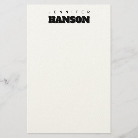 ミニマルなブラック＆ホワイトのプロフェッショナルなモダン名刺 便箋 (正面)