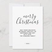 ミニマルなブラック＆ホワイトのメリークリスマススクリプト シーズンカード (正面)