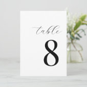 ミニマルなブラック＆ホワイトのモダンなテーブルナンバー 招待状 (スタンド正面)