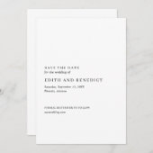 ミニマルなブラック&ホワイトのモダンウェディング セーブザデート (正面/裏面)