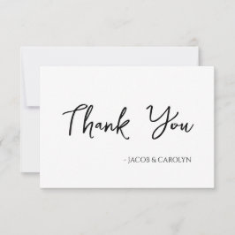 ミニマルなブラック＆ホワイトの結婚式のお礼カード 招待状