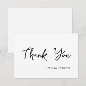 ミニマルなブラック＆ホワイトの結婚式のお礼カード 招待状 (正面/裏面)