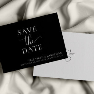 ミニマルなブラック&ホワイトの結婚式のSave the Dateカード 招待状