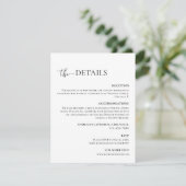 ミニマルなブラック&ホワイトの結婚式詳細 エンクロージャーカード (スタンド正面)