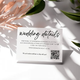 ミニマルなブラック＆ホワイトの結婚式QRコードカード エンクロージャーカード