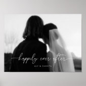 ミニマルなブラック&ホワイトの結婚記念日フォト ポスター (正面)