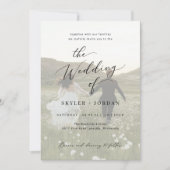 ミニマルなブラック&ホワイトオーバーレイ結婚フォト 招待状 (正面)