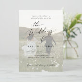 ミニマルなブラック&ホワイトオーバーレイ結婚フォト 招待状 (スタンド正面)