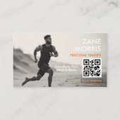 ミニマルなブラック&ホワイトフィットネストレーナーフォト 名刺 (正面)