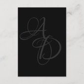 ミニマルなブラック＆ホワイトモノグラム エレガントウェディング エンクロージャーカード (裏面)