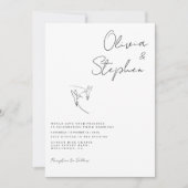 ミニマルなブラック&ホワイトロマンチック結婚写真 招待状 (正面)