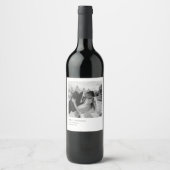 ミニマルなブラック&ホワイト写真クリスマス ワインラベル (正面)