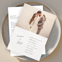 ミニマルなブラック&ホワイト写真RSVP 結婚's 招待状