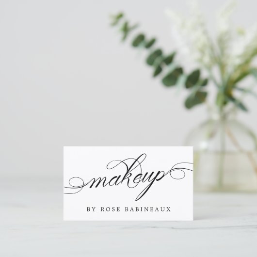 ミニマルなブラック&ホワイト渦巻形のメイクアップアーティスト 名刺 (スタンド正面)